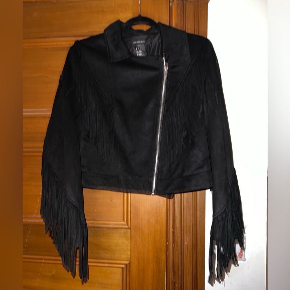 Zara suede fringe jacket